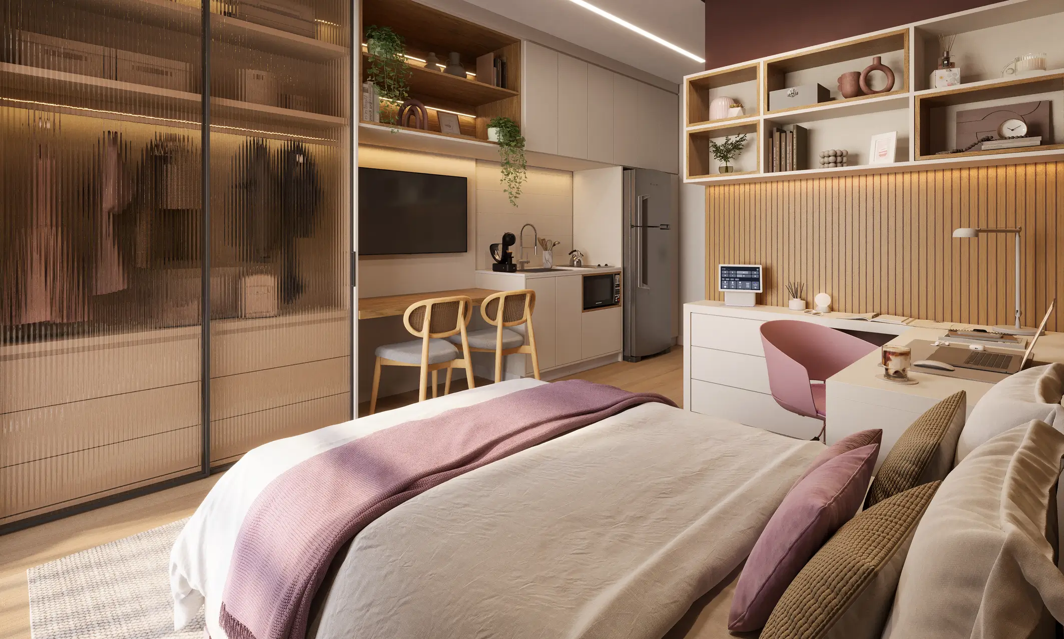 Studio Residencial 25m² decorado · opção 01 · VICI Faria Lima