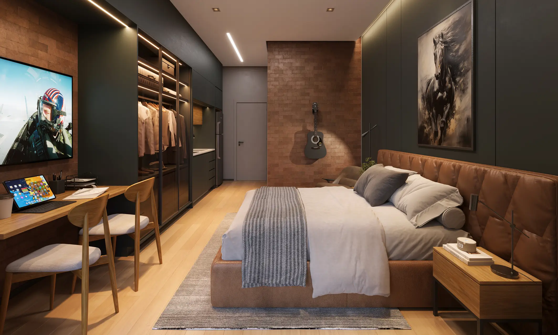 Studio Residencial 25m² decorado · opção 02 · VICI Faria Lima